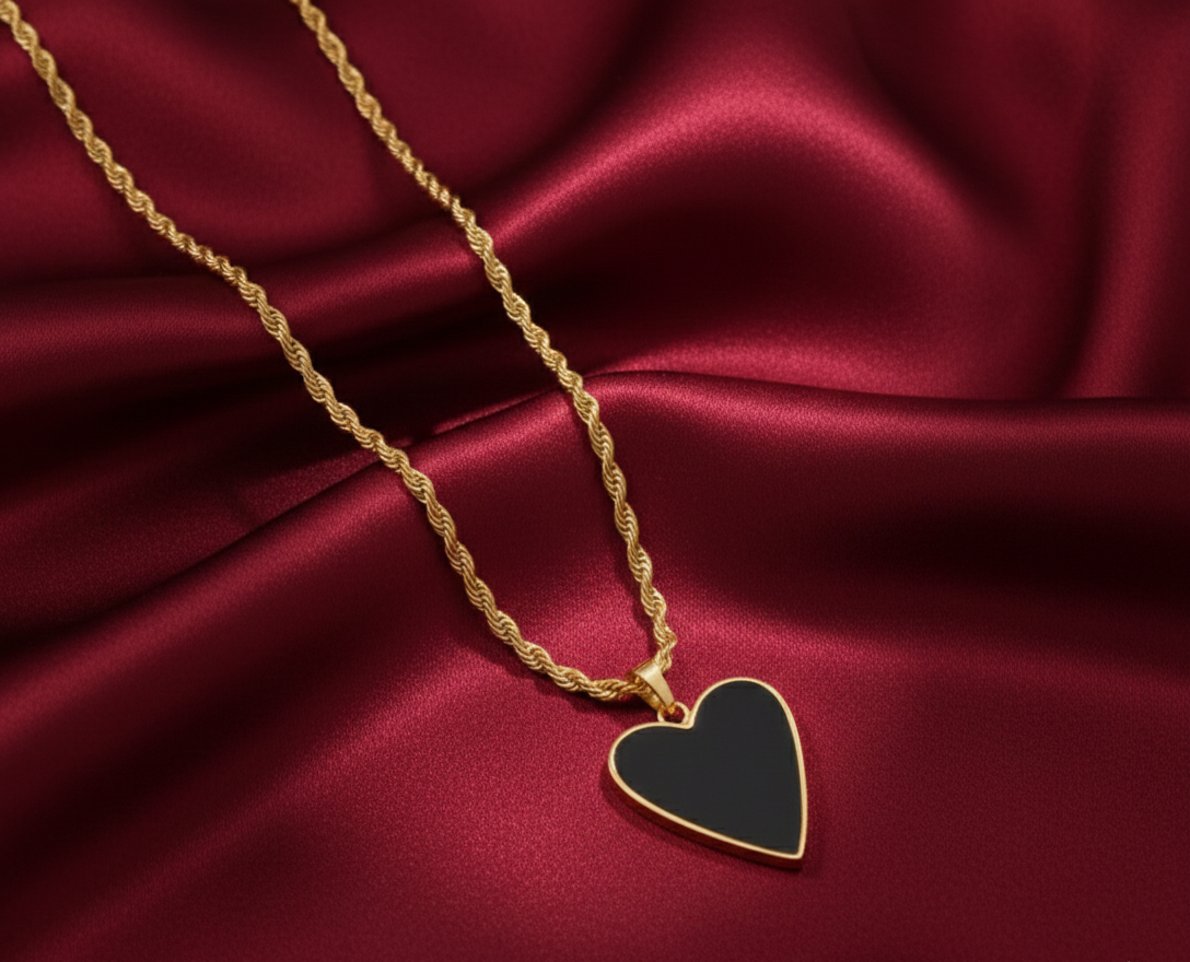 Black Heart Golden Necklace