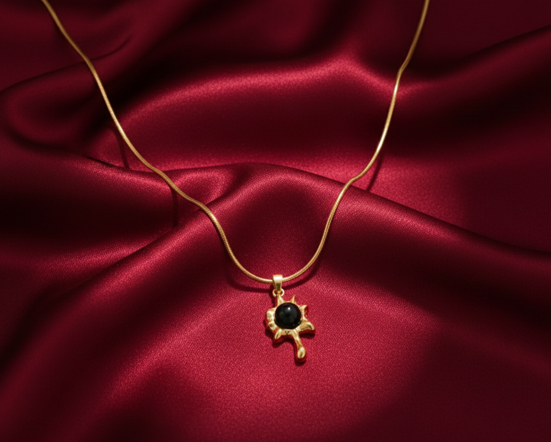 Golden Black Oil Drop Necklace