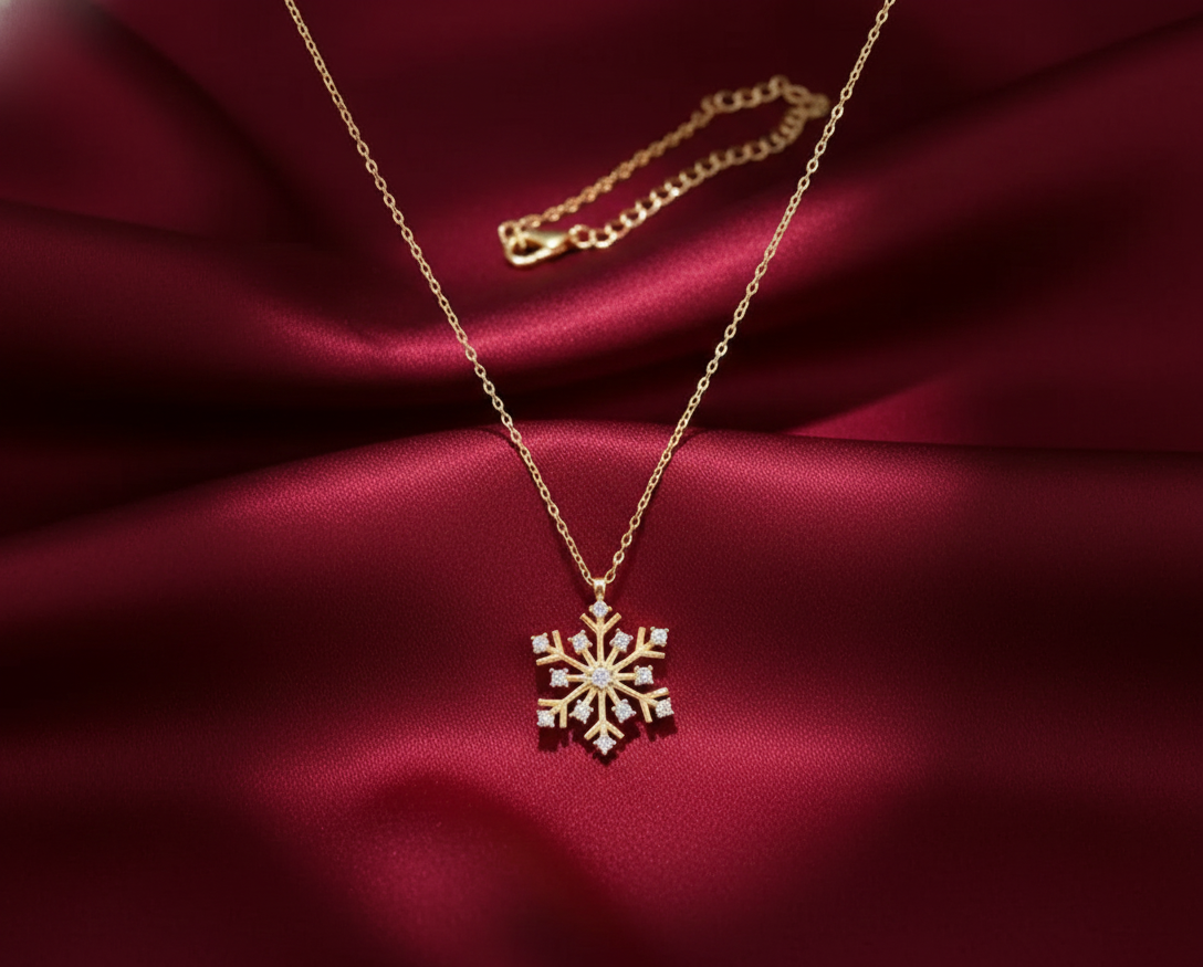 Elegant Golden Snow Necklace